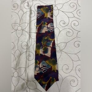 Christian Dior Men’s art themed pastel Abstract paint silk designer Tie